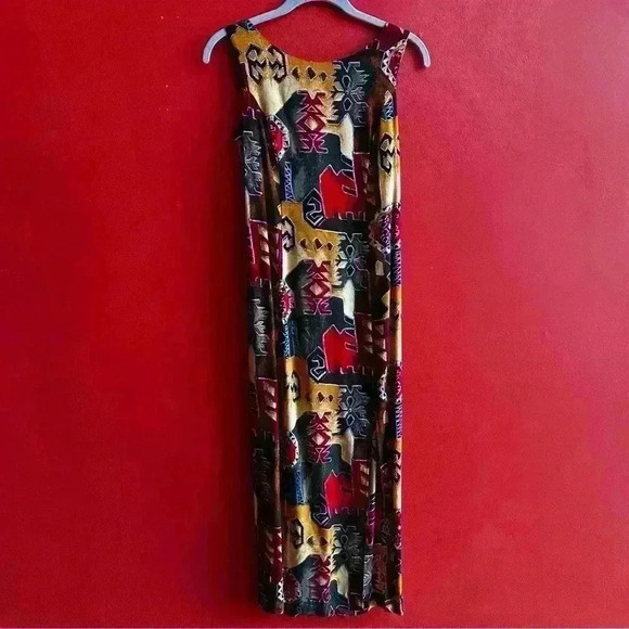 Vintage Dresses & Skirts - Vintage Dawn Joy multicolor southwestern print midi dress size 5-6